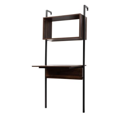 Picture of Baxton Studio Fariat 30inW Display Shelf With Desk, Walnut Brown/Black