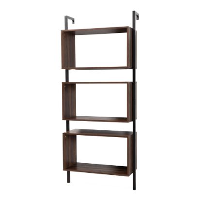 Picture of Baxton Studio Aldis 30inW 3-Tier Display Shelf, Walnut Brown/Black