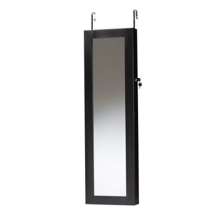 Picture of Baxton Studio Richelle Jewelry Armoire With Mirror, 47-5/16inH x 14-1/4inW x 3-5/8inD, Black