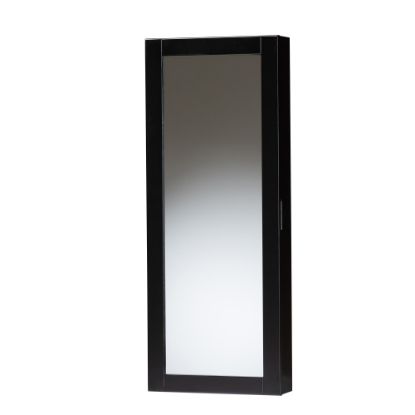 Picture of Baxton Studio Pontus Wall-Mountable Jewelry Armoire With Mirror, 34-3/4inH x 13-15/16inW x 3-5/8inD, Black