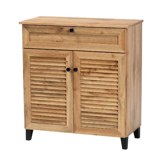 Picture of Baxton Studio Coolidge 31inW 1-Drawer Shoe Storage Cabinet, Oak Brown