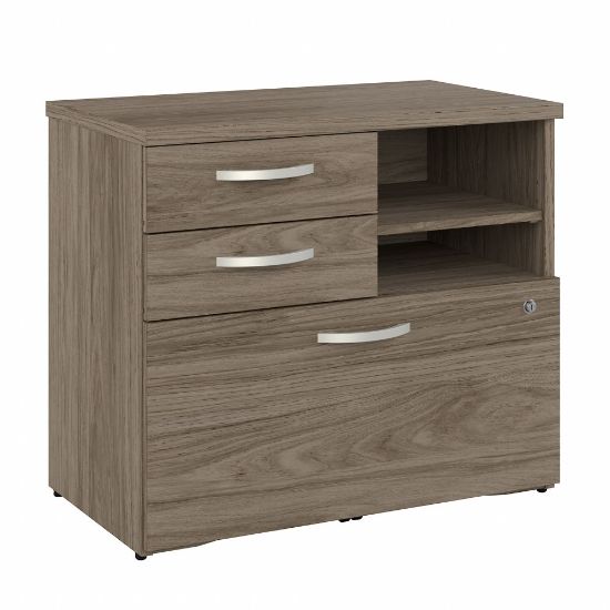 Picture of Bush Business Furniture Hybrid 17inD Vertical File Cabinet With Drawers and Shelves, Modern Hickory, Delivery