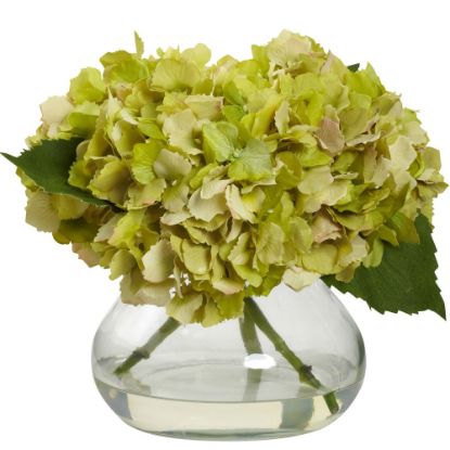 Picture of Nearly Natural Blooming Hydrangea 8-1/2inH Plastic Floral Arrangement With Vase, 8-1/2inH x 10inW x 9inD, Green