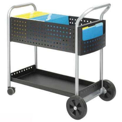 Picture of Safco Scoot Mail Cart, 40 3/4inH x 22 1/2inW x 39 1/2inD, Silver/Black