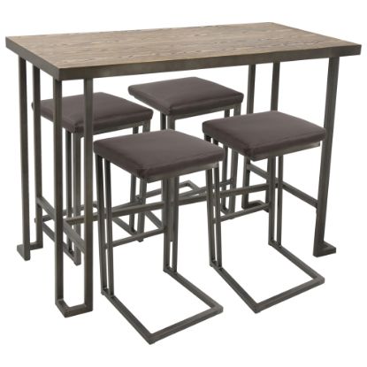 Picture of Lumisource Roman Industrial Counter-Height Table With 4 Stools, Antique/Brown