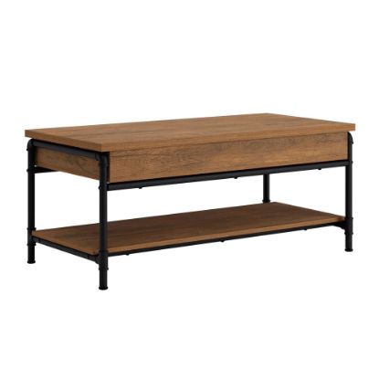 Picture of Sauder Iron City Lift-Top Coffee Table, 18inH x 42inW x 20inD, Checked Oak