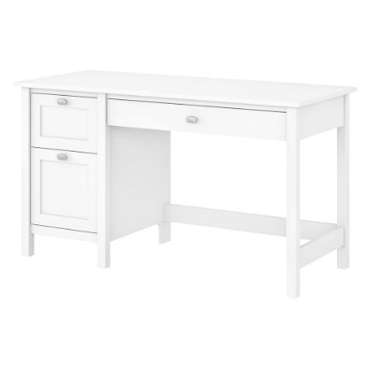 Picture of Bush Furniture Broadview 54inW Computer Desk With 2-Drawer Pedestal, Pure White, Standard Delivery