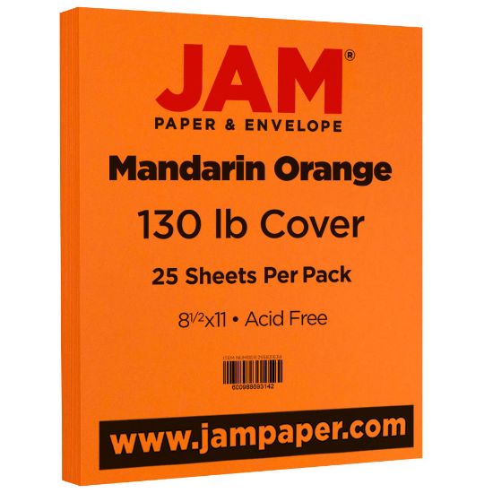 Picture of JAM Paper Card Stock, Orange, Letter (8.5in x 11in), 130 Lb, Pack Of 25