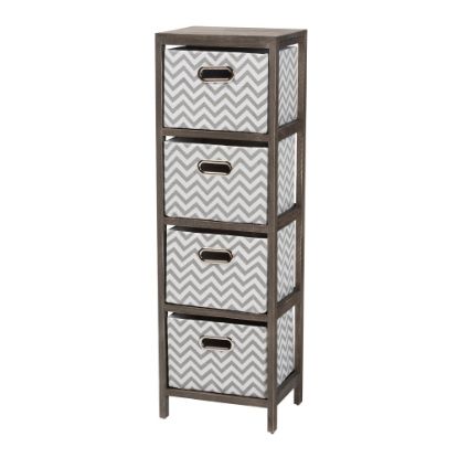 Picture of Baxton Studio Jorah 12inW 4-Basket Tallboy Storage Unit, Gray/White/Graywashed