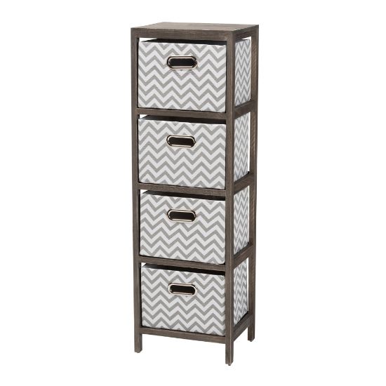 Picture of Baxton Studio Jorah 12inW 4-Basket Tallboy Storage Unit, Gray/White/Graywashed