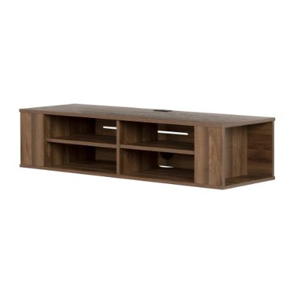 Picture of South Shore City Life Wall-Mounted Media Console, 11-1/2inH x 49-1/2inW x 16-1/4inD, Natural Walnut