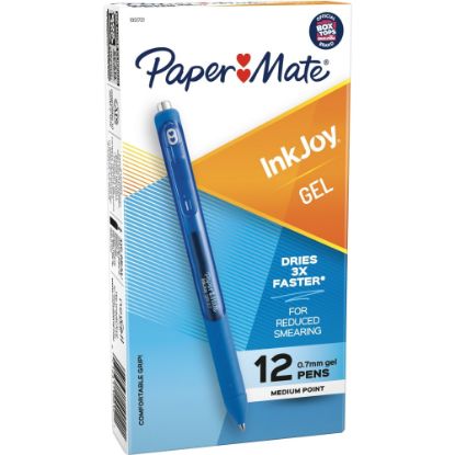 Picture of Paper Mate InkJoy Gel Pens, Medium Point, 0.7 mm, Blue Barrel, Blue Ink, Pack Of 12