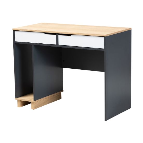 Picture of Baxton Studio 40inW Mid-Century Modern Computer Desk, Gray/Oak/White