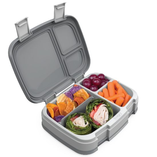 Picture of Bentgo Fresh 4-Compartment Bento-Style Lunch Box, 2-7/16inH x 7inW x 9-1/4inD, Gray