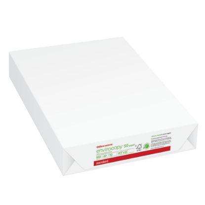 Picture of Office Depot EnviroCopy Copy Paper, 1 Ream, White, Letter (8.5in x 11in), 500 Sheets Per Ream, 20 Lb, 92 Brightness, 50% Recycled, FSC Certified