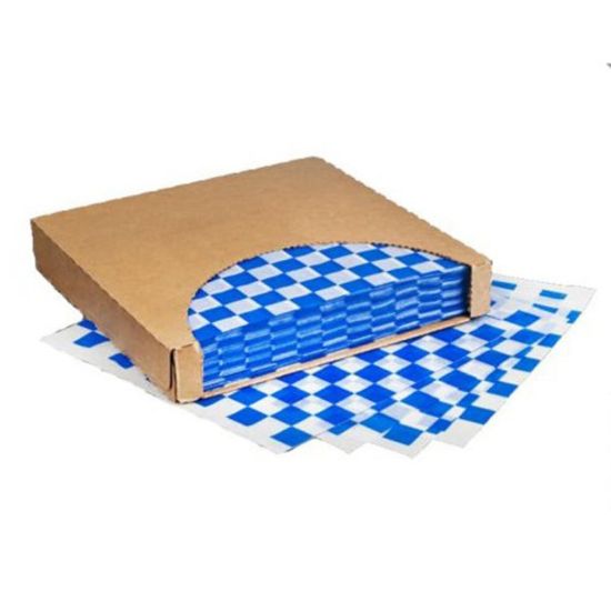 Picture of Brown Paper Goods Deli Paper, 12in x 12in, Blue Checkered, Pack Of 5,000 Sheets