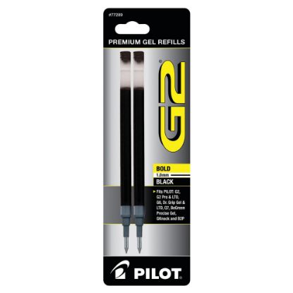 Picture of Pilot G2 Gel Refill, Bold Point, 1.0mm, Black Ink, Pack of 2 Refills