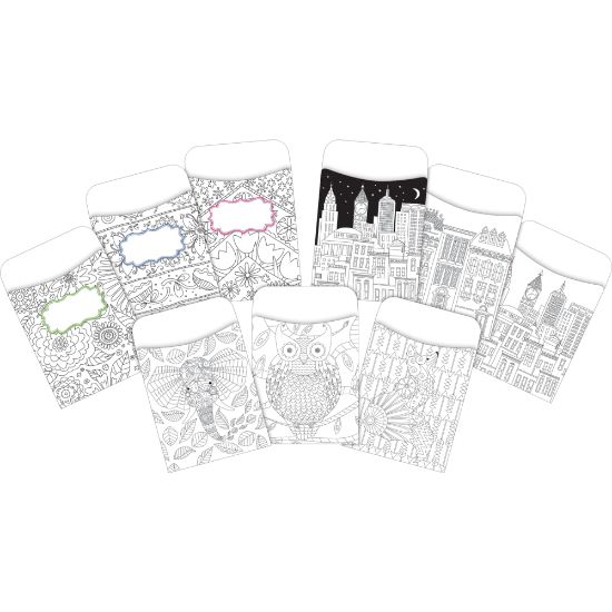 Picture of Barker Creek Peel & Stick Library Pockets, 3-1/2in x 5-1/8in, Color Me!, Set Of 90 Pockets