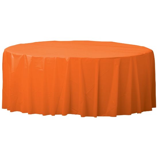 Picture of Amscan 77017 Solid Round Plastic Table Covers, 84in, Orange Peel, Pack Of 6 Covers