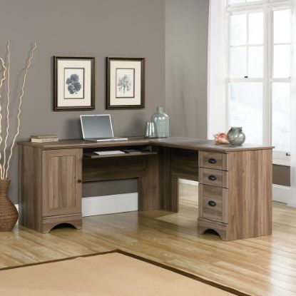 Picture of Sauder Harbor View 66inW Corner Desk, Salt Oak