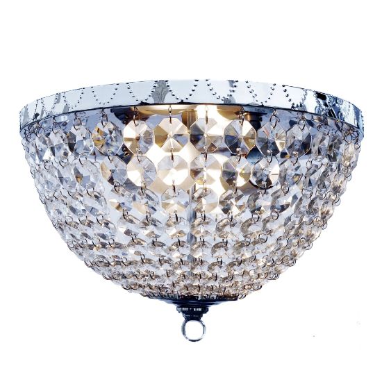 Picture of Elegant Designs 2-Light Flush-Mounted Ceiling Light, 13inW, Victoria Crystal Rain Drop, Chrome