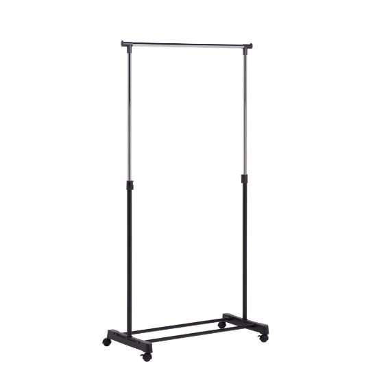 Picture of Honey-Can-Do Adjustable-Height Rolling Garment Rack, 65 3/4inH x 16 11/16inW x 33 1/16inD, Chrome