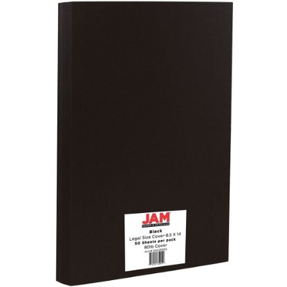 Picture of JAM Paper Card Stock, Black, Legal (8.5in x 14in), 80 Lb, Pack Of 50