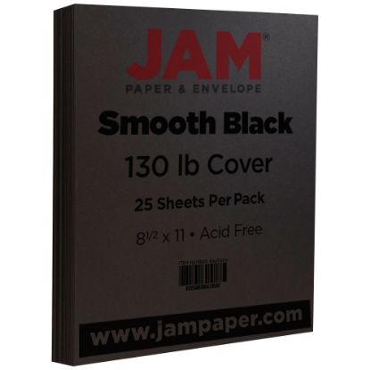 Picture of JAM Paper Card Stock, Black, Letter (8.5in x 11in), 130 Lb, Pack Of 25