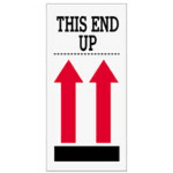 Picture of Tape Logic Preprinted International Safe-Handling Labels, SCL903, "This End Up," 2 Red Arrows Over Black Bar, 4in x 8in, Red, Pack Of 500