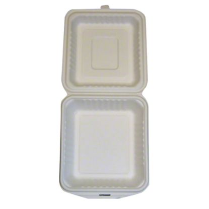 Picture of PrimeWare Paper Hinged Food Containers, 8in x 8in, Tan, Pack Of 200