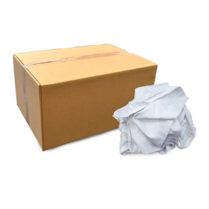 Picture of Pro-Clean Basics Sheeting Rags, Assorted Sizes, White, 50-Lb Box