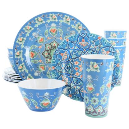 Picture of Gibson Laurie Gates Tallulah 16-Piece Round Melamine Dinnerware Set, Blue