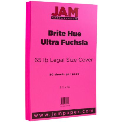 Picture of JAM Paper Card Stock, Ultra Fuchsia, Legal (8.5in x 14in), 65 Lb, Pack Of 50