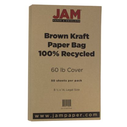 Picture of JAM Paper Legal Card Stock, Brown Kraft, Legal (8.5in x 14in), 60 Lb, Pack Of 50