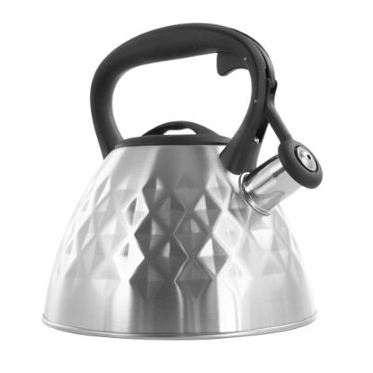 Picture of Mr. Coffee Donato Round Whistling Tea Kettle, 2.3 Qt, Brushed Silver