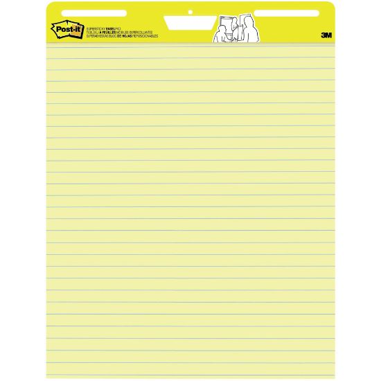 Picture of Post-it Super Sticky Easel Pad, 25in x 30in, Yellow With Blue Lines, Pad Of 30 Sheets