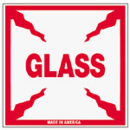 Picture of Tape Logic Preprinted Shipping Labels, SCL506, "Glass," 4in x 4in, Red/White, Pack Of 500