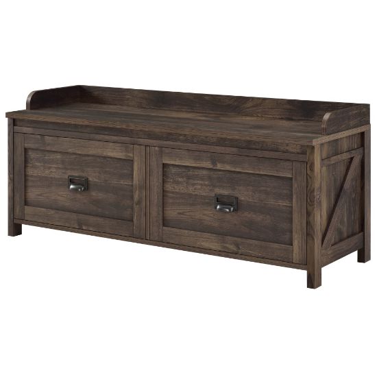 Picture of Ameriwood Home Farmington Entryway Storage Bench, 19-13/16inH x 47-5/8inW x 15-15/16inD, Brown