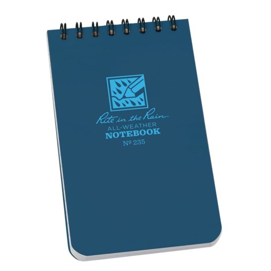 Picture of Rite in the Rain All-Weather Spiral Notebooks, Top, 3in x 5in, 100 Pages (50 Sheets), Blue, Pack Of 12 Notebooks