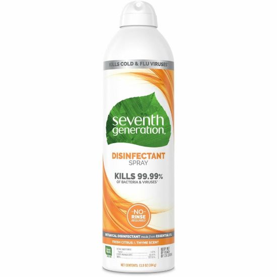 Picture of Seventh Generation Disinfectant Cleaner - Spray - 13.9 fl oz (0.4 quart) - Fresh Citrus & Thyme Scent - 1 Each - Clear