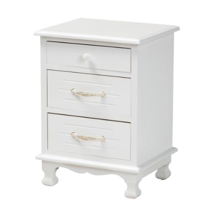 Picture of Baxton Studio Layton 3-Drawer Nightstand, 19-3/4inH x 14-1/4inW x 11-13/16inD, White