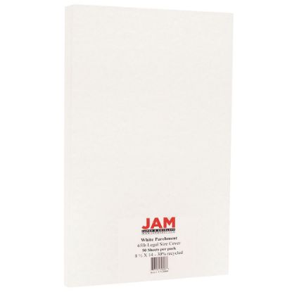 Picture of JAM Paper Legal Card Stock, White Parchment, Legal (8.5in x 14in), 65 Lb, Pack Of 50