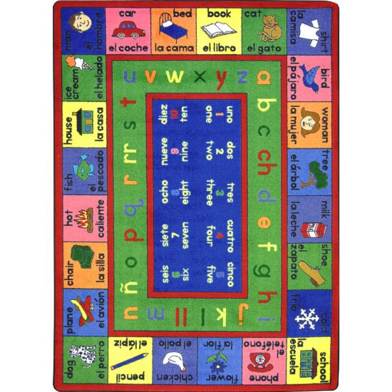 Picture of Joy Carpets Kid Essentials Rectangular Area Rug, LenguaLink Spanish, 7-2/3ft x 10-3/4ft, Multicolor