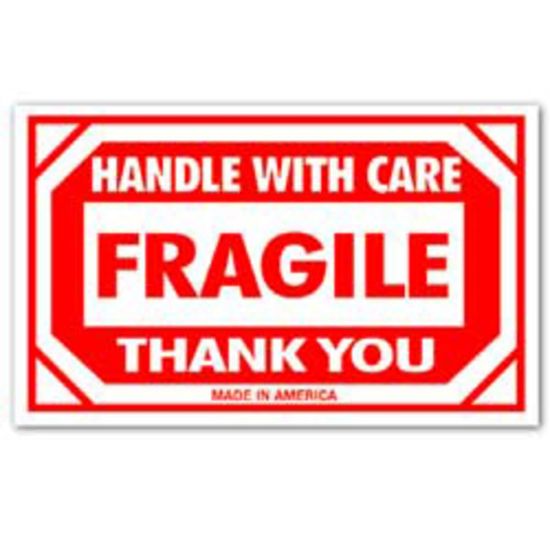 Picture of Tape Logic Preprinted Shipping Labels, SCL576, "Handle With Care Fragile Thank You," 3in x 5in, Red/White, Pack Of 500