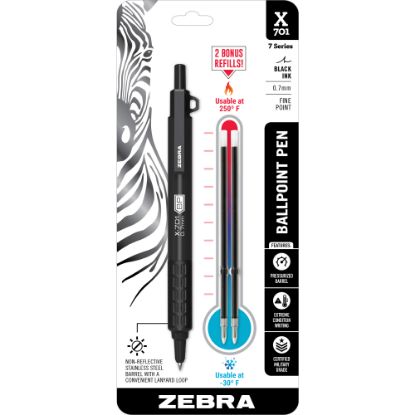 Picture of Zebra Pen X-701 Retractable Ballpoint Pen, Fine Point, 0.7 mm, Matte Black Barrel, Black Ink