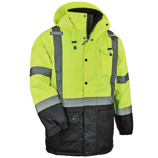 Picture of Ergodyne GloWear 8384 Type R Class 3 Polyester Thermal Parka, Small, Lime