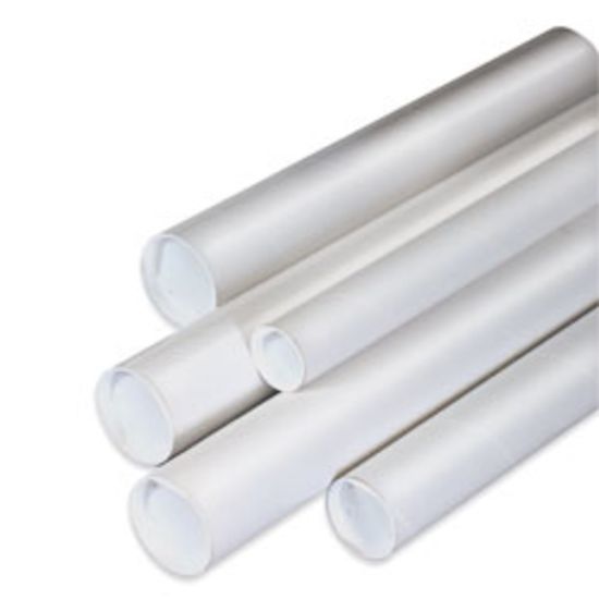 Picture of Partners Brand White Mailing Tubes With Plastic Endcaps, 1 1/2in x 24in, 80% Recycled, Pack Of 50