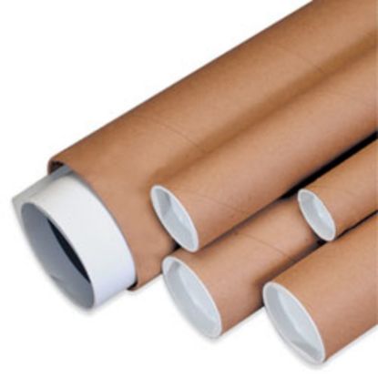 Picture of Partners Brand Kraft Mailing Tubes With Plastic Endcaps, 1 1/2in x 24in, Pack Of 50