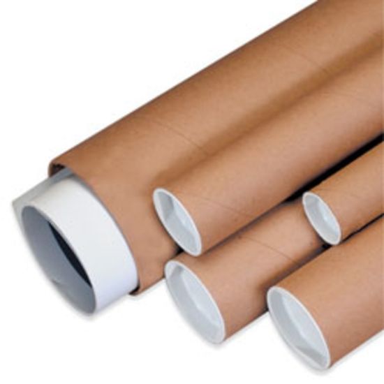 Picture of Partners Brand Kraft Mailing Tubes With Plastic Endcaps, 1 1/2in x 24in, Pack Of 50