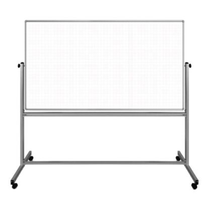 Picture of Luxor Ghost Grid Double-Sided Magnetic Mobile Dry-Erase Whiteboard, 40in x 72in, Aluminum Frame With Silver Finish